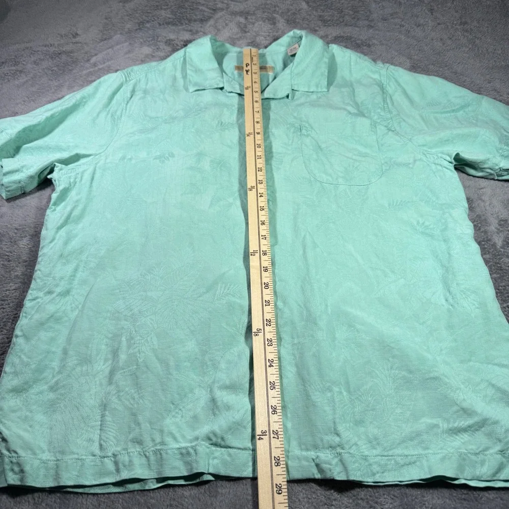 Tommy Bahama Mens XL Silk Tropical Summer Chic Shirt Seafoam Green Short Sleeve - Picture 5 of 6